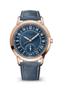 Navy 24-Hour Watch with Rose Gold Tone Case and Blue Strap