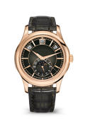 Black Moonphase Watch with Rose Gold Tone Case and Dark Strap
