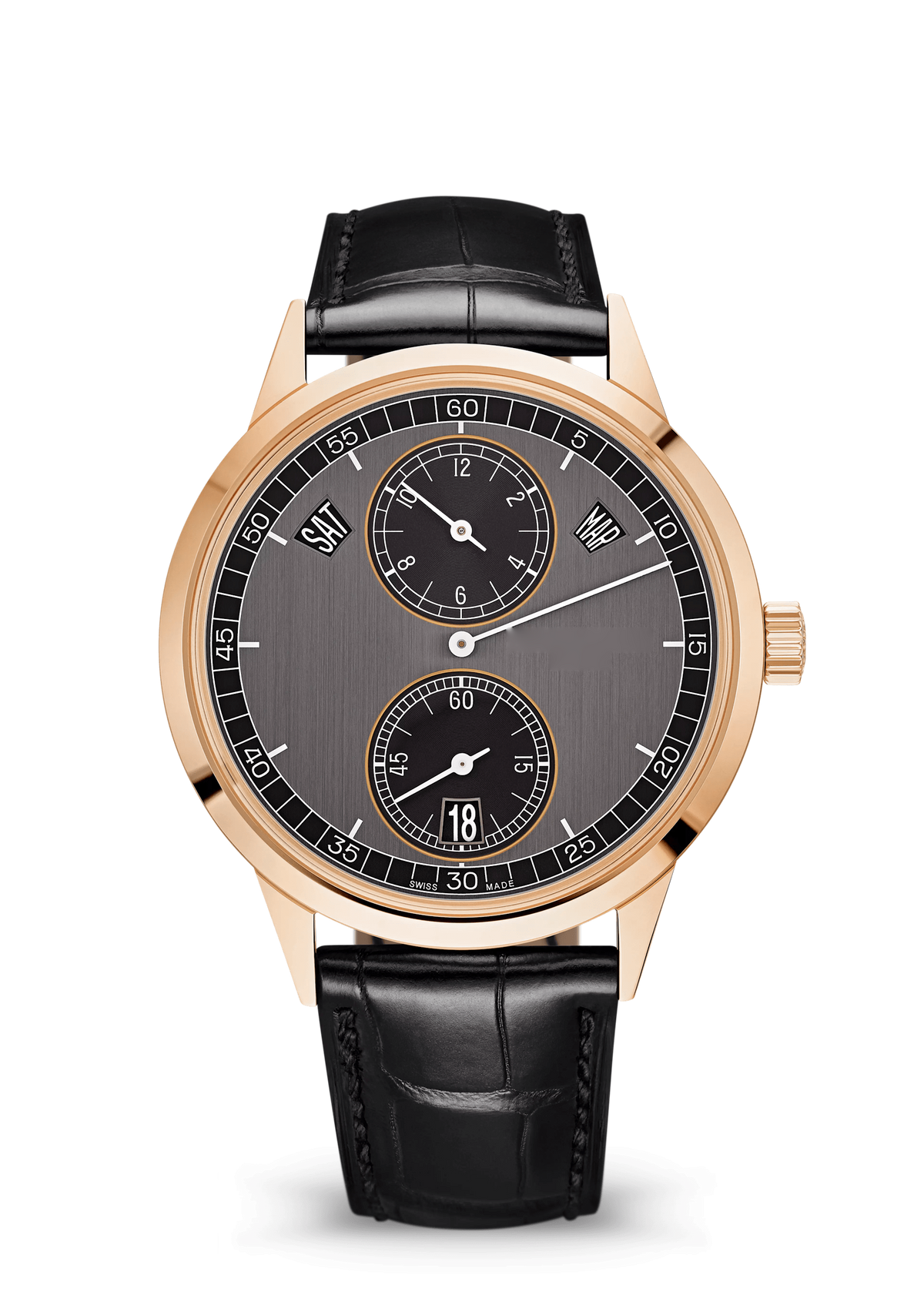 Charcoal Regulator Dial Watch with Rose Gold Tone Case