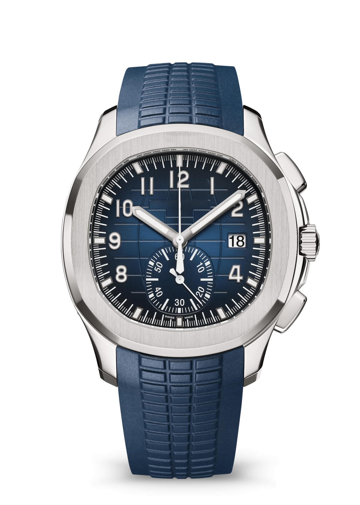 Navy Sport Chronograph with Silver Tone Case and Blue Strap