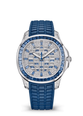 Blue Crystal Watch with Navy Bezel and Ridged Strap
