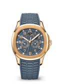 Blue Grey Calendar Watch with Gold Tone Bezel and Matching Strap