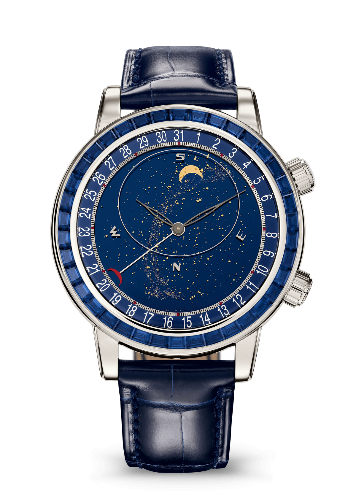 Navy Star Dial Watch with Blue Crystal Bezel