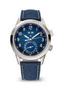 Deep Blue Alarm Dial Watch with Silver Tone Case and Woven Strap