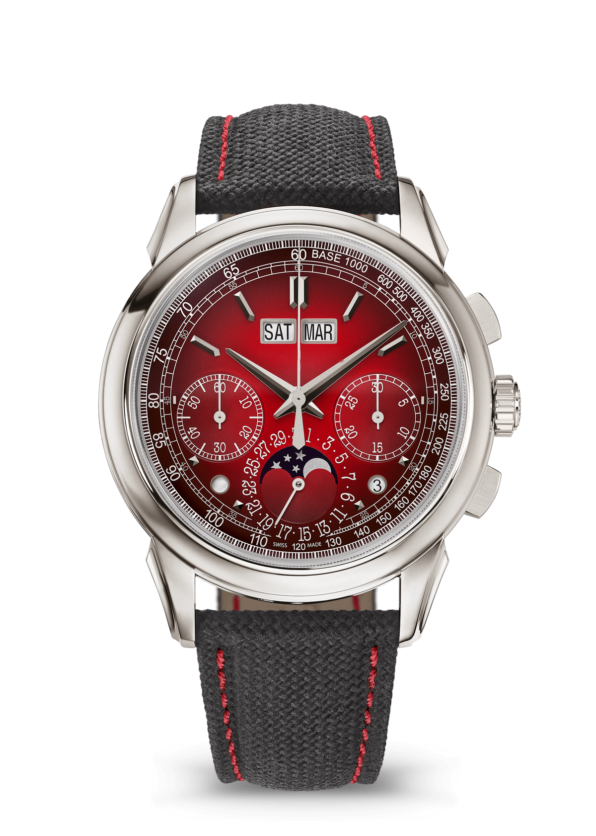 Burgundy Calendar Chronograph with Red Stitched Strap