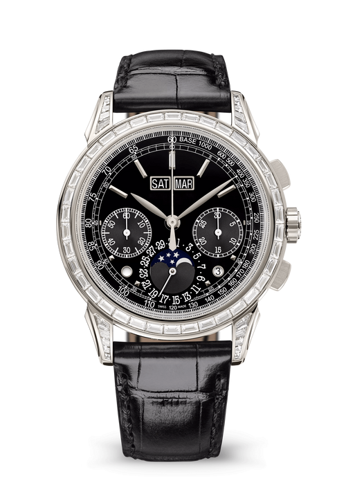 Black Calendar Chronograph with Clear Crystal Bezel