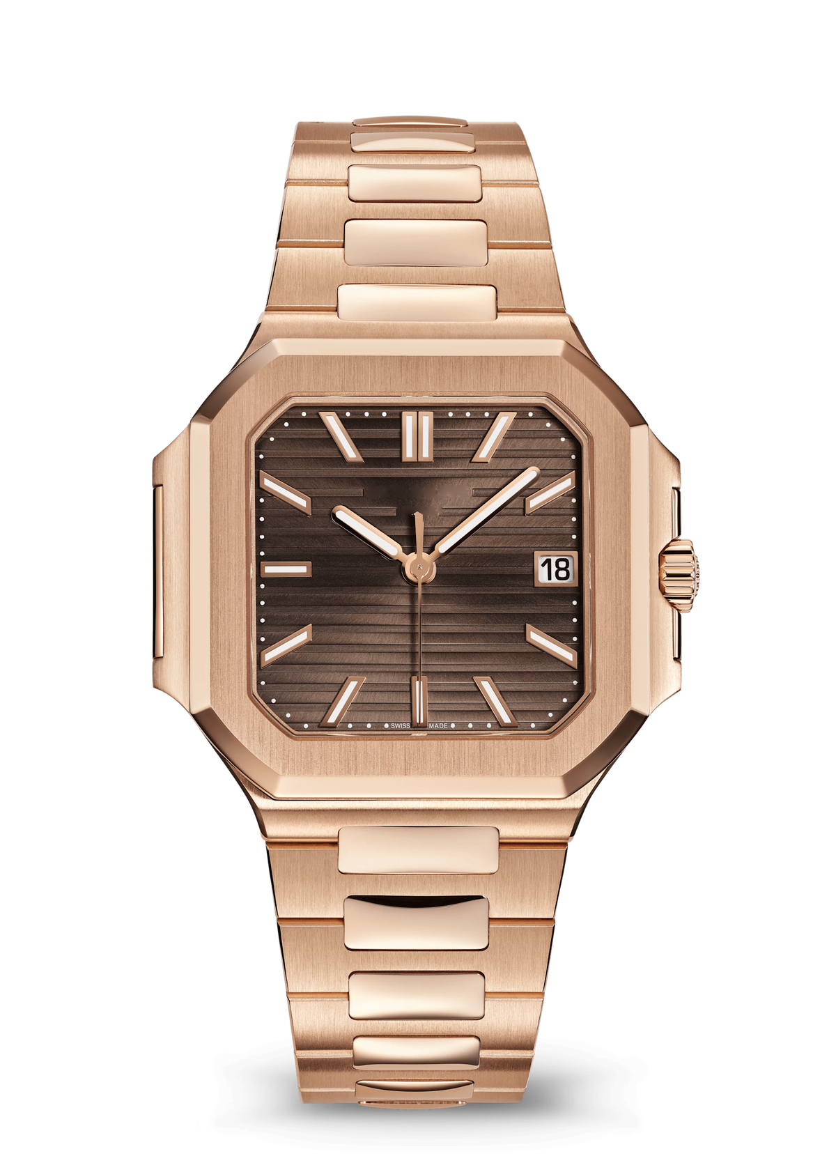 Chocolate Brown Square Watch with Rose Gold Tone Bracelet