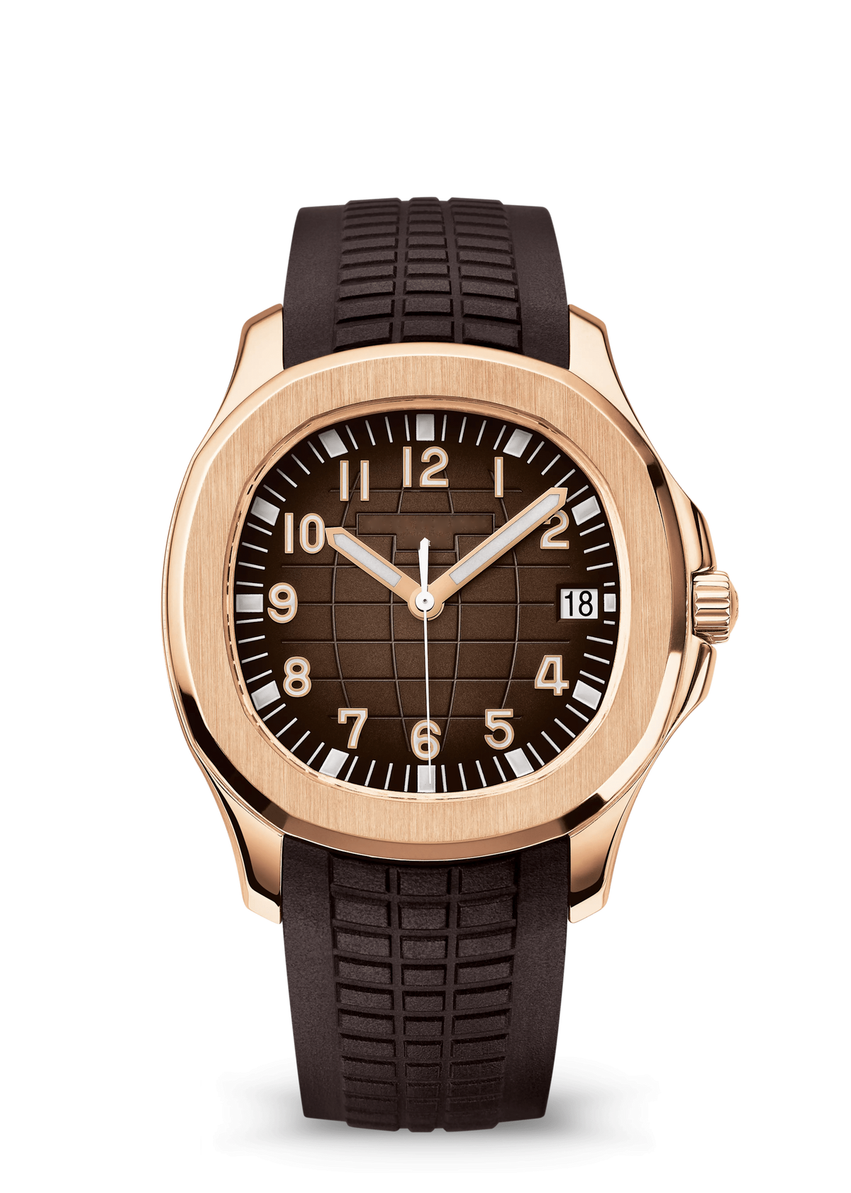 Brown Ridged Dial Watch with Rose Gold Tone Case