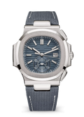 Blue Grey Chronograph with Silver Tone Case and Fabric Strap