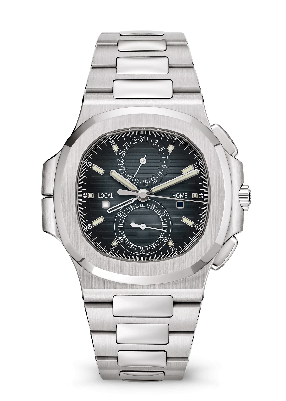Charcoal Travel Chronograph with Silver Tone Bracelet
