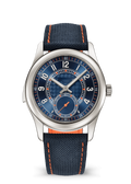 Navy Small-Seconds Watch with Orange Accents and Stitched Strap
