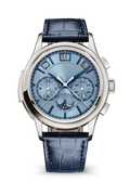 Ice Blue Calendar Chronograph with Silver Tone Case