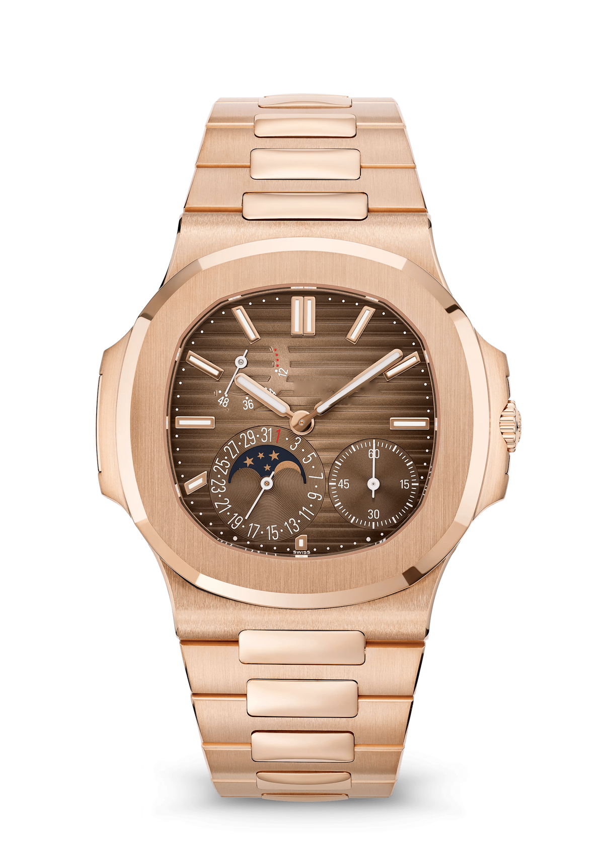Brown Moonphase Watch with Rose Gold Tone Bracelet