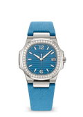Aqua Blue Watch with Crystal Bezel and Matching Fabric Strap