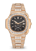 Black Chronograph with Rose Gold Tone Crystal Bracelet
