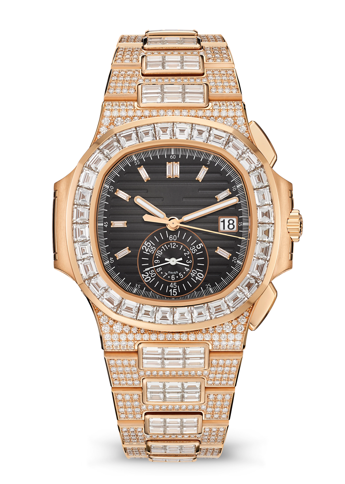 Black Chronograph with Rose Gold Tone Crystal Bracelet