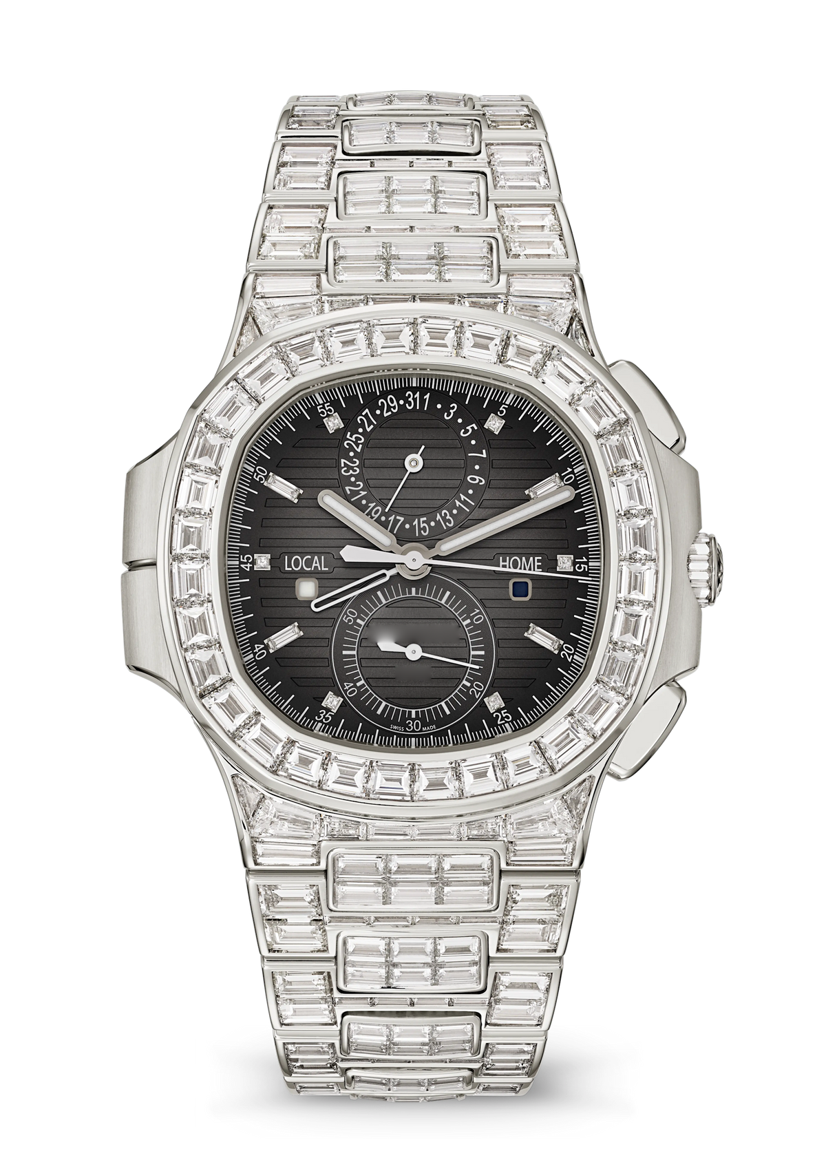 Charcoal Travel Chronograph with Clear Crystal Bracelet