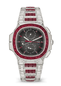 Charcoal Chronograph with Red Crystal Bezel and Bracelet