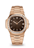 Chocolate Dial Watch with Clear Crystal Bezel and Rose Gold Tone Bracelet