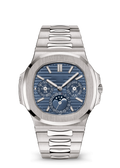 Blue Multi-Calendar Watch with Brushed Silver Tone Bracelet