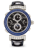Black Multi-Dial Watch with Blue Crystal Case and Black Strap