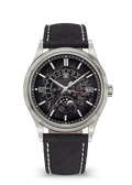 Black Calendar Watch with Textured Silver Tone Bezel