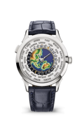 Multicolor Map Dial Watch with Silver Tone Case and Navy Strap